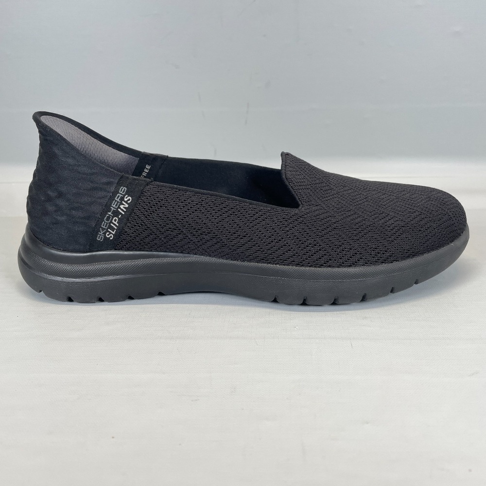 Skechers Slip-Ins Shoes Womens Size 6.5 Black Mesh Slip On Casual Comfort Flats